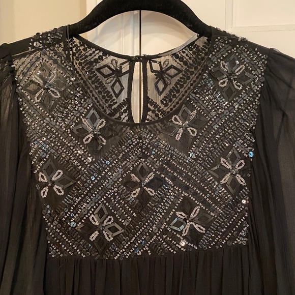 Elie Tahari Silk Chiffon Beaded Sheer Dress - Picture 2 of 5